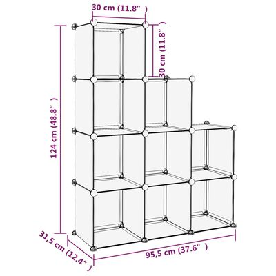 vidaXL Regalsystem mit 9 Würfeln Transparent PP