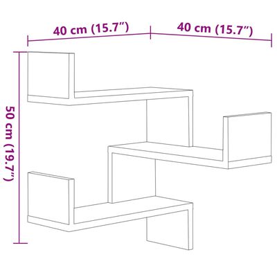 vidaXL Wand-Eckregale 2 Stk. Braun Eiche 40x40x50 cm Holzwerkstoff