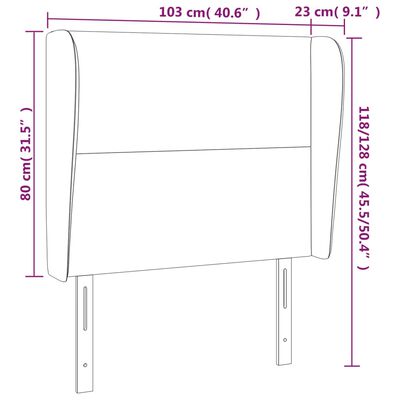 vidaXL Kopfteil mit Ohren Grau 103x23x118/128 cm Kunstleder