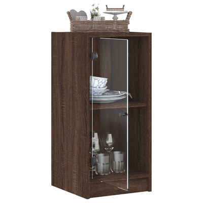 vidaXL Beistellschrank mit Glastüren Braun Eichen-Optik 35x37x75,5 cm