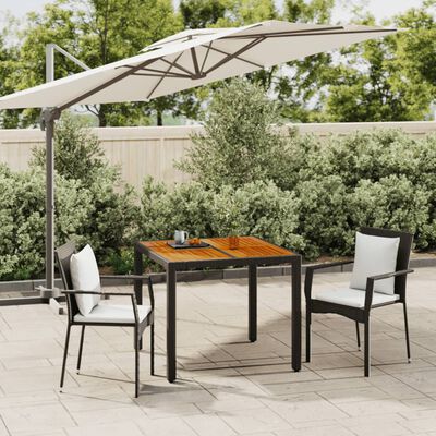 vidaXL 3-tlg. Garten-Essgruppe mit Kissen Schwarz Poly Rattan