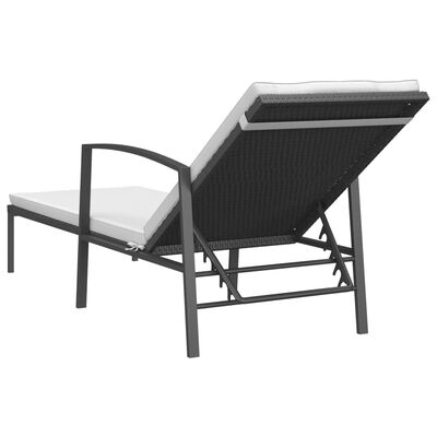 vidaXL Sonnenliegen 2 Stk. mit Tisch Poly Rattan Schwarz