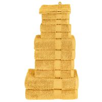 vidaXL 12 tlg. Premium-Handtuch-Set Golden 600 g/m² 100% Baumwolle