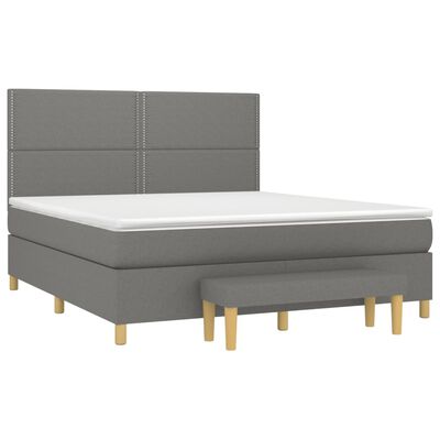 vidaXL Boxspringbett mit Matratze Dunkelgrau 160x200 cm Stoff