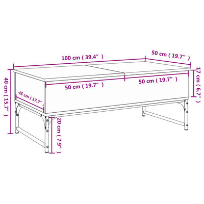 vidaXL Couchtisch Grau Sonoma 100x50x40 cm Holzwerkstoff und Metall