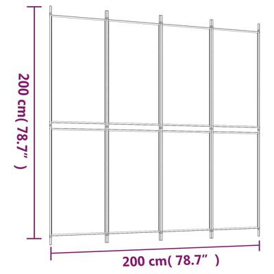 vidaXL 4-tlg. Paravent Weiß 200x200 cm Stoff