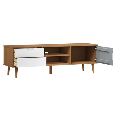 vidaXL TV-Schrank MOLDE Braun 158x40x49 cm Massivholz Kiefer