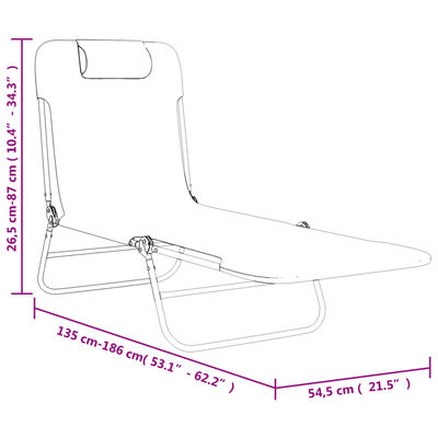 vidaXL Sonnenliegen Klappbar 2 Stk. Rot Textilene und Stahl