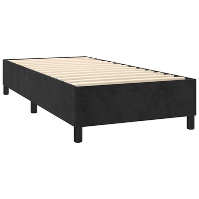 vidaXL Boxspringbett mit Matratze & LED Schwarz 100x200 cm Samt