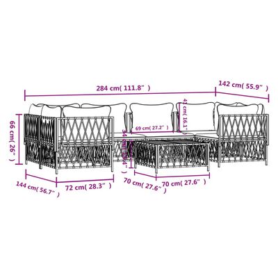 vidaXL 7-tlg. Garten-Lounge-Set mit Kissen Anthrazit Stahl