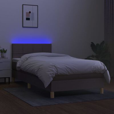 vidaXL Boxspringbett mit Matratze & LED Taupe 90x200 cm Stoff