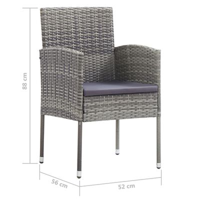 vidaXL 7-tlg. Garten-Essgruppe Poly Rattan Anthrazit und Grau