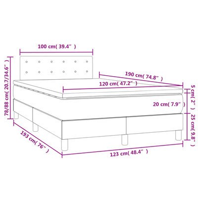 vidaXL Boxspringbett mit Matratze & LED Dunkelgrün 120x190 cm Samt