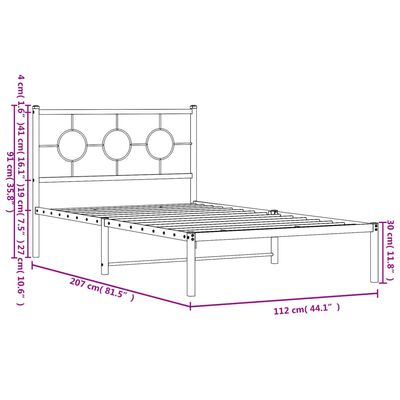 vidaXL Bettgestell mit Kopfteil Metall Schwarz 107x203 cm