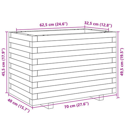 vidaXL Pflanzkübel Wachsbraun 70x40x49,5 cm Massivholz Kiefer