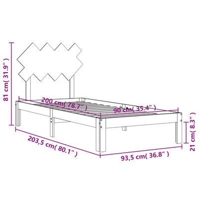 vidaXL Massivholzbett ohne Matratze Weiß 90x200 cm Kiefernholz