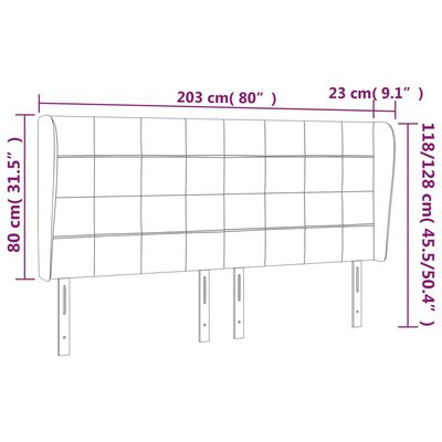 vidaXL Kopfteil mit Ohren Rosa 203x23x118/128 cm Samt