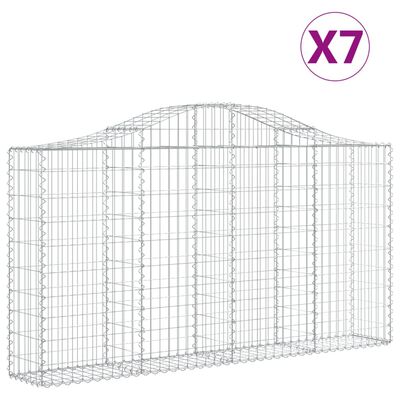 vidaXL Gabionen mit Hochbogen 7 Stk. 200x30x100/120cm Verzinktes Eisen