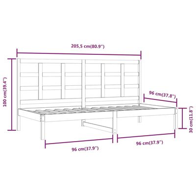 vidaXL Tagesbett ohne Matratze Weiß 90x200 cm Massivholz Kiefer