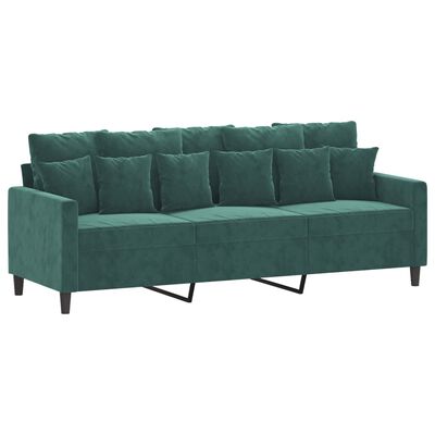 vidaXL 3-Sitzer-Sofa mit Hocker Dunkelgrün 180 cm Samt