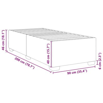 vidaXL Bettgestell Dunkelgrau 90x200 cm Stoff