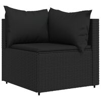 vidaXL Garten-Ecksofa mit Kissen Schwarz Poly Rattan