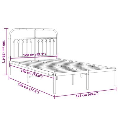 vidaXL Bettgestell mit Kopfteil Metall Weiß 120x190 cm