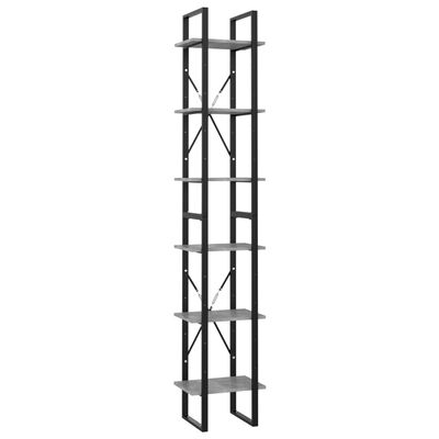 vidaXL Bücherregal 6 Fächer Betongrau 40x30x210 cm Holzwerkstoff