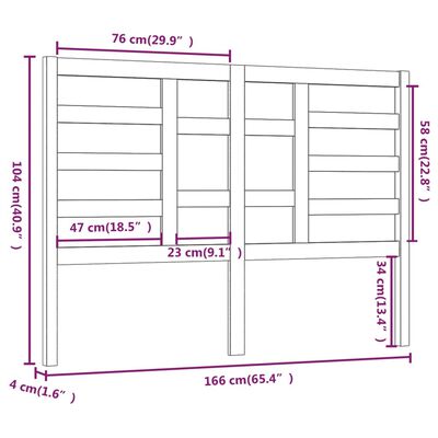 vidaXL Bett-Kopfteil Honigbraun 166x4x104 cm Massivholz Kiefer