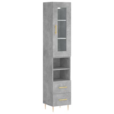 vidaXL Highboard Betongrau 34,5x34x180 cm Holzwerkstoff