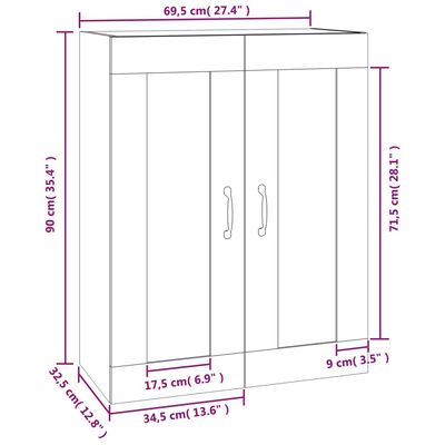 vidaXL Hängeschrank Räuchereiche 69,5x32,5x90 cm