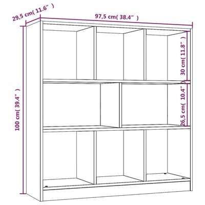 vidaXL Bücherregal Grau Sonoma 97,5x29,5x100 cm Holzwerkstoff