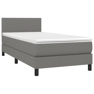 vidaXL Boxspringbett mit Matratze Dunkelgrau 80x200 cm Stoff