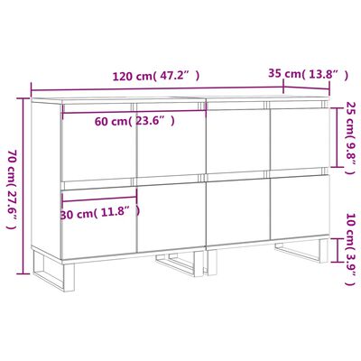 vidaXL Sideboards 2 Stk. Grau Sonoma Holzwerkstoff