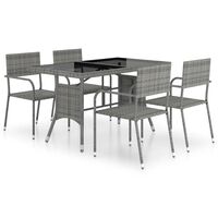 vidaXL 5-tlg. Garten-Essgruppe Poly Rattan Anthrazit und Grau