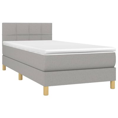 vidaXL Boxspringbett mit Matratze Hellgrau 90x200 cm Stoff