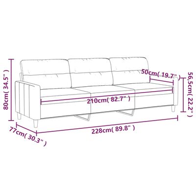 vidaXL 3-Sitzer-Sofa Hellgrau 210 cm Stoff