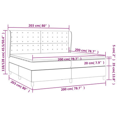 vidaXL Boxspringbett mit Matratze Dunkelbraun 200x200 cm Stoff