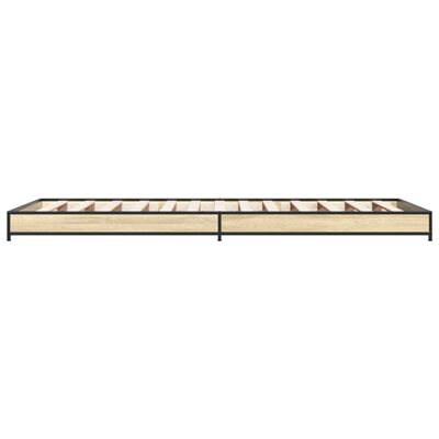 vidaXL Bettgestell Sonoma-Eiche 90x200 cm Holzwerkstoff und Metall