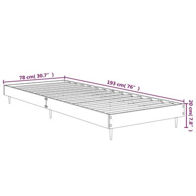 vidaXL Bettgestell ohne Matratze Braun Eiche 75x190 cm Holzwerkstoff