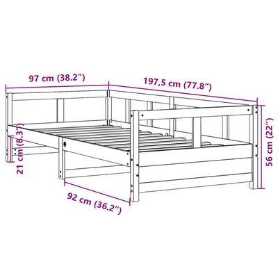 vidaXL Tagesbett mit Matratze Wachsbraun 90x190 cm Massivholz Kiefer