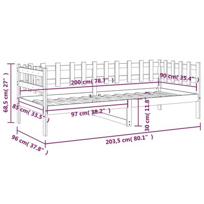 vidaXL Tagesbett ohne Matratze 90x200 cm Massivholz Kiefer