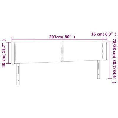 vidaXL LED Kopfteil Rosa 203x16x78/88 cm Samt