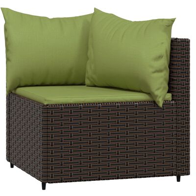 vidaXL 3-tlg. Garten-Lounge-Set mit Kissen Braun Poly Rattan