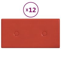 vidaXL Wandpaneele 12 Stk. Rot 30x15 cm Kunstleder 0,54 m²