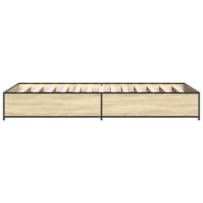 vidaXL Bettgestell Sonoma-Eiche 90x190 cm Holzwerkstoff und Metall