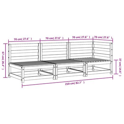 vidaXL Gartensofa 3-Sitzer Massivholz Douglasie