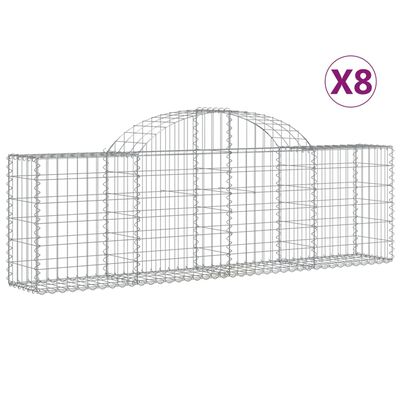 vidaXL Gabionen mit Hochbogen 8 Stk. 200x30x60/80 cm Verzinktes Eisen