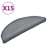 vidaXL Treppenmatten 15 Stk. Hellgrau und Blau 56x17x3 cm