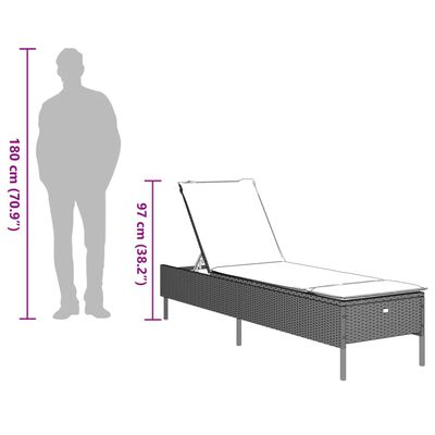 vidaXL 3-tlg. Sonnenliegen-Set mit Auflage Hellgrau Poly Rattan